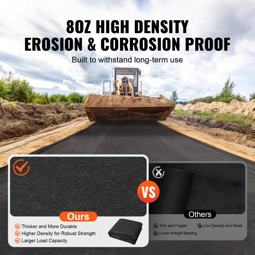 Non-Woven Geotextile Fabric 10x100FT 8OZ Ground Cover Weed Control Fabric