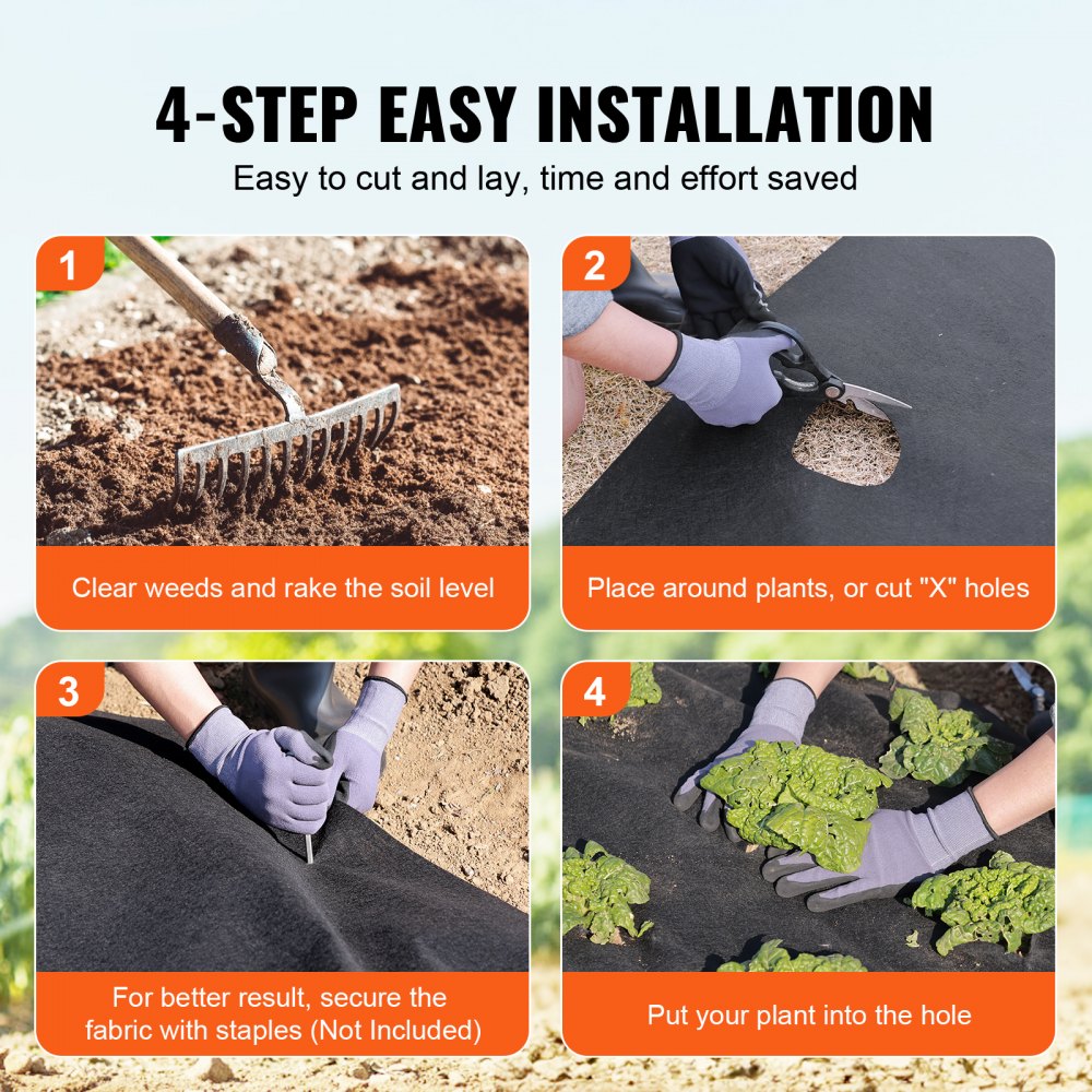 Non-Woven Geotextile Fabric 10x100FT 8OZ Ground Cover Weed Control Fabric