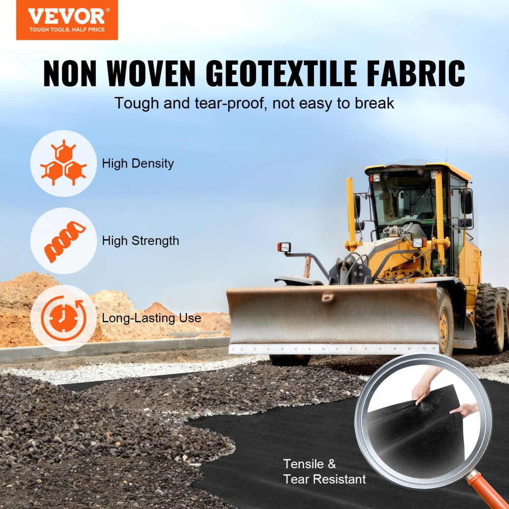 15x20ft 4oz non-woven geotextile landscape fabric with high strength and tear resistance.