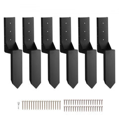 Fence Post Anchor Repair Kit, 6 Pack Inner Diameter 3.5 x3.5 Inches Heavy Duty Steel Fence Post Support Stakes, Anchor Ground Spike for Repair Tilted, Broken Wood Fence Post, Enveloping