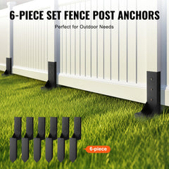 Fence Post Anchor Repair Kit, 6 Pack Inner Diameter 3.5 x3.5 Inches Heavy Duty Steel Fence Post Support Stakes, Anchor Ground Spike for Repair Tilted, Broken Wood Fence Post, Enveloping
