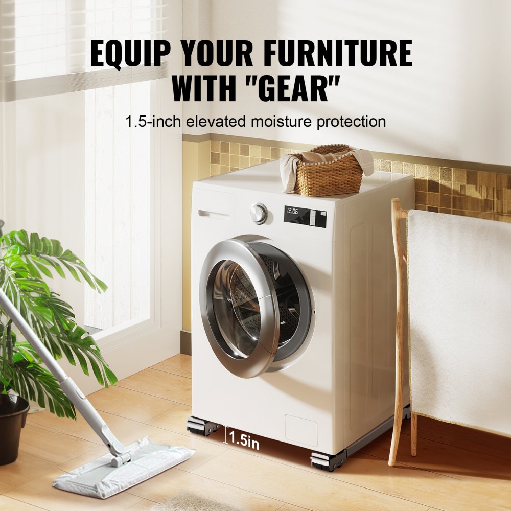 Heavy Duty Furniture Appliances Rollers, 660 lbs Total Load, Extendable Appliance Rollers Mobile Washing Machine Base, Fridge Stand Dolly Movers for Refrigerators, Dryers, Dishwashers, White