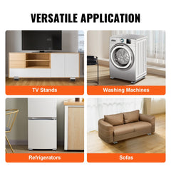 Heavy Duty Furniture Appliances Rollers, 660 lbs Total Load, Extendable Appliance Rollers Mobile Washing Machine Base, Fridge Stand Dolly Movers for Refrigerators, Dryers, Dishwashers, White