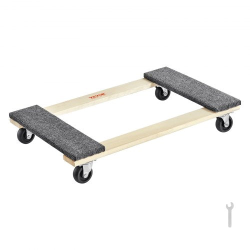 Furniture Dolly, 1000 lbs Load Capacity, 18" x 30", 4 x 3" PP Swivel Casters, Heavy Duty Hardwood Furniture Moving Dolly, Mover`s Dolly, Moving Cart with Wheels for Heavy Furniture Home Cleaning
