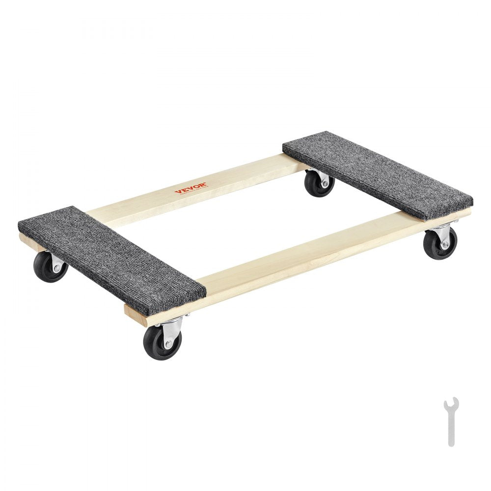 Furniture Dolly, 1000 lbs Load Capacity, 18" x 30", 4 x 3" PP Swivel Casters, Heavy Duty Hardwood Furniture Moving Dolly, Mover`s Dolly, Moving Cart with Wheels for Heavy Furniture Home Cleaning