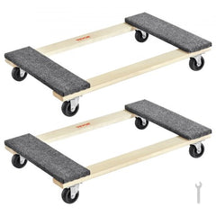 Furniture Dolly, 1000 lbs Each Load Capacity, 2 Packs, 18" x 30", 8 x 3" PP Swivel Casters, Heavy Duty Hardwood Furniture Moving Dolly, Mover`s Dolly, Moving Cart with Wheels for Heavy Furniture