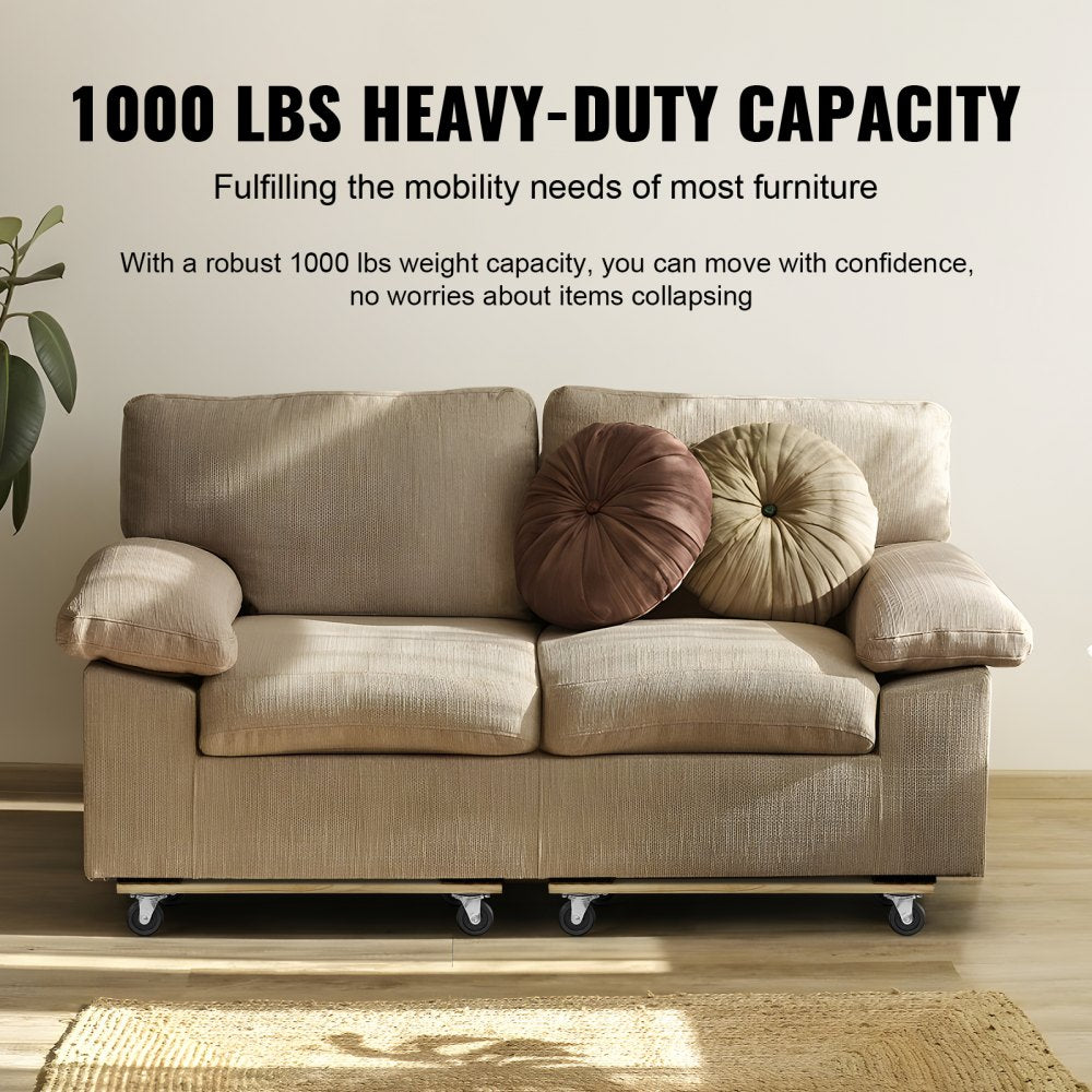 Furniture Dolly, 1000 lbs Each Load Capacity, 2 Packs, 18" x 30", 8 x 3" PP Swivel Casters, Heavy Duty Hardwood Furniture Moving Dolly, Mover`s Dolly, Moving Cart with Wheels for Heavy Furniture