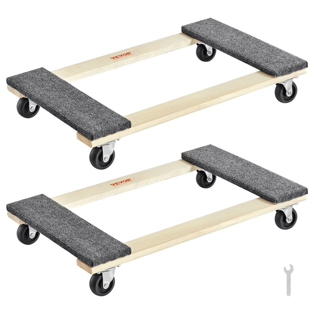 Furniture Dolly, 1000 lbs Each Load Capacity, 2 Packs, 18" x 30", 8 x 3" PP Swivel Casters, Heavy Duty Hardwood Furniture Moving Dolly, Mover`s Dolly, Moving Cart with Wheels for Heavy Furniture