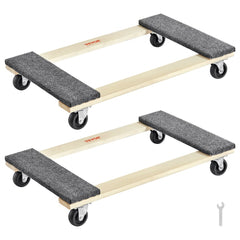 Furniture Dolly, 1000 lbs Each Load Capacity, 2 Packs, 18" x 30", 8 x 3" PP Swivel Casters, Heavy Duty Hardwood Furniture Moving Dolly, Mover`s Dolly, Moving Cart with Wheels for Heavy Furniture