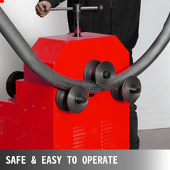 Electric pipe tube bender with 9 round and 8 square dies for precise bending of various tubes.
