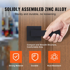 Dummy Door Lever, 1 PC Non-Turning Single Side Push/Pull Handle, Contemporary Square Door Lever Set, Reversible for Right and Left Sided Doors,For Pantry, Closet, and French Doors, Matte Black