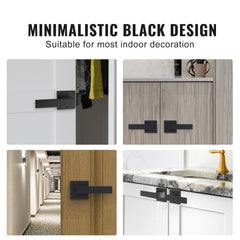 Dummy Door Lever, 1 PC Non-Turning Single Side Push/Pull Handle, Contemporary Square Door Lever Set, Reversible for Right and Left Sided Doors,For Pantry, Closet, and French Doors, Matte Black