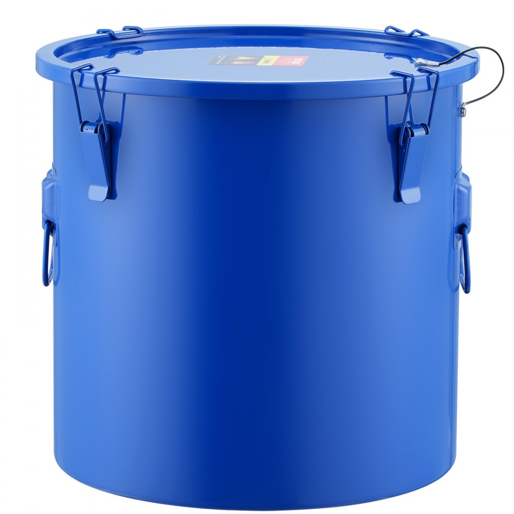 Fryer Grease Bucket, 8 Gal Oil Disposal Caddy Carbon Steel Fryer Oil Bucket with Rust-Proof Coating, Oil Transport Container with Lid, Lock Clips, Filter Bag for Hot Cooking Oil Filtering, Blue