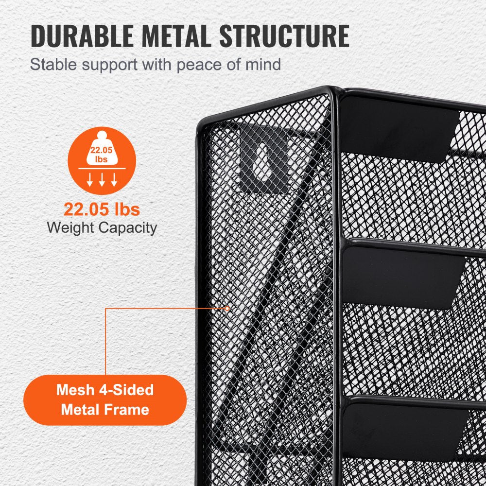 File Wall Rack Mesh Wall File Holder 2-Piece 6 Pocket for Office/School
