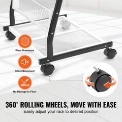Brochure Display Rack, 6-Tier Magazine Literature Display Stand, Floor Standing Magazine Rack Newspaper Catalog Holders, Movable with 4 Wheels (2 Lockable) for Shop Exhibitions Office, 6 Pockets