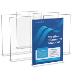 Acrylic Sign Holder, 6 Pack 8.5 x 11-inch Brochure Display Holders, T-Shape Double Sided Display Sign Stand, Clear Acrylic Table Menu Photo Paper Holder for Restaurant Office Wedding Bar