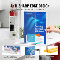 Acrylic Sign Holder, 6 Pack 8.5 x 11-inch Brochure Display Holders, T-Shape Double Sided Display Sign Stand, Clear Acrylic Table Menu Photo Paper Holder for Restaurant Office Wedding Bar