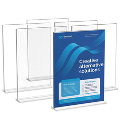 Acrylic Sign Holder, 6 Pack 8.5 x 11-inch Brochure Display Holders, T-Shape Double Sided Display Sign Stand, Clear Acrylic Table Menu Photo Paper Holder for Restaurant Office Wedding Bar