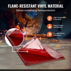 Welding Curtain Screen, 6` x 6` Hanging Welding Curtain Wall, Flame-Resistant Vinyl Welding Protection Screens with 6-Level UV Protection & Hanging Holes, Portable for Workshop/Industrial, Red