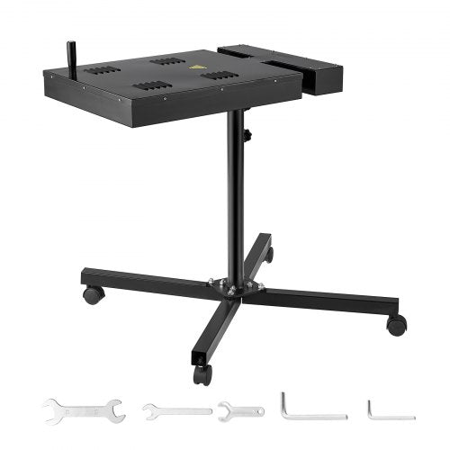 Black 16x16 inch flash dryer on adjustable stand with swivel head and included tools.
