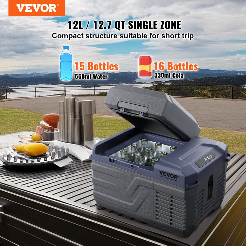Portable Car Refrigerator Freezer Compressor 12 L Single Zone for Car Home