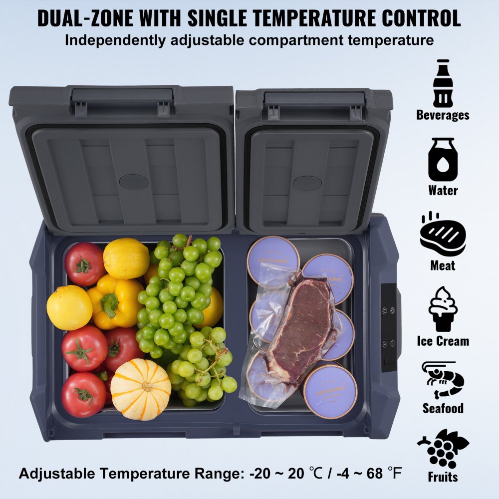 Portable Car Refrigerator Freezer Compressor 25 L Dual Zone for Home Car
