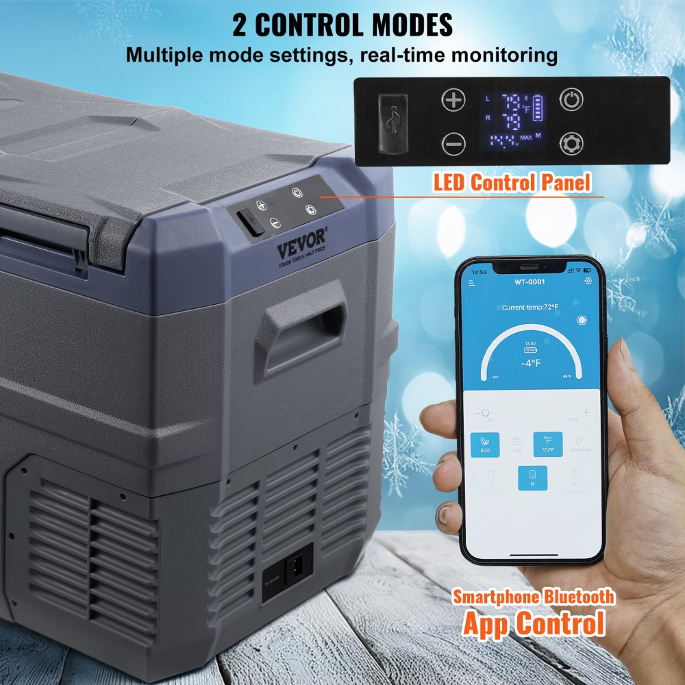 Portable Car Refrigerator Freezer Compressor 32 L Dual Zone for Car Home