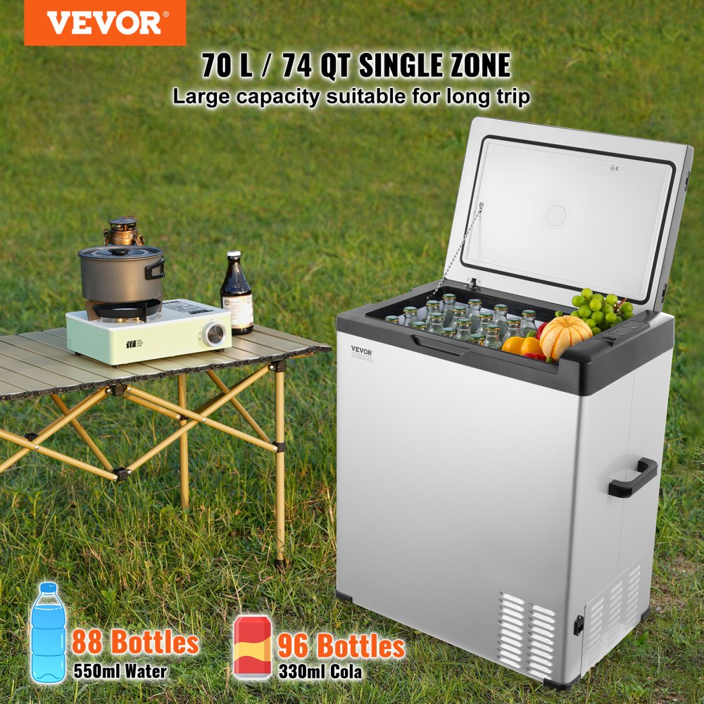 Portable Car Refrigerator Freezer Compressor 70 L Single Zone for Car Home