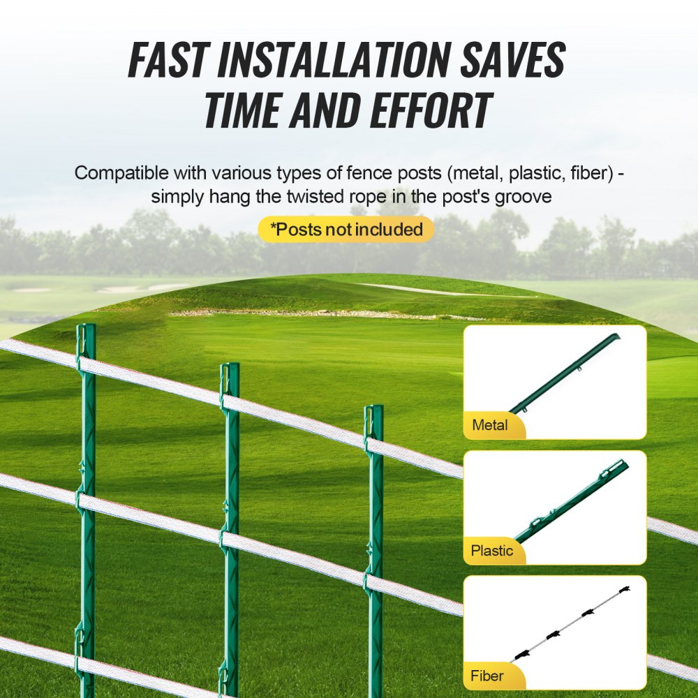 1640Ft 500M Electric Fence Tape Fencing Polytape Horse Cattle Livestock