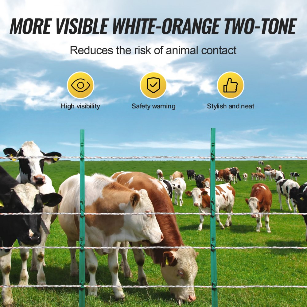 2625Ft 800M Electric Fence Wire Fencing Polywire Horse Cattle Livestock