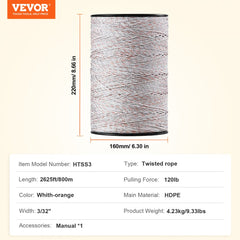 2625Ft 800M Electric Fence Wire Fencing Polywire Horse Cattle Livestock