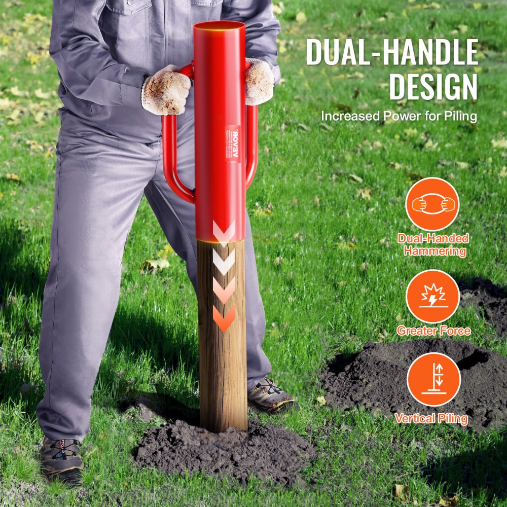 Fence Post Driver with Handles 2.7 in Inner Diameter T Post Pole Pounder