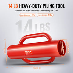 Fence Post Driver with Handles 2.7 in Inner Diameter T Post Pole Pounder