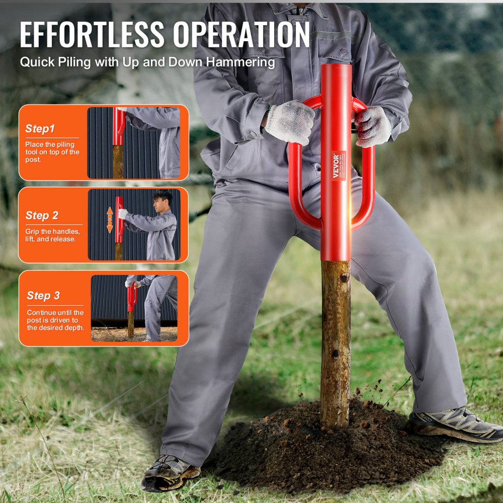 Fence Post Driver with Handles 4.11 in Inner Diameter T Post Pole Pounder