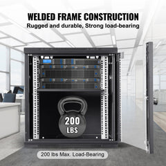 12U Wall Mount Network Server Cabinet, 15.5`` Deep, Server Rack Cabinet Enclosure, 200 lbs Max. Ground-mounted Load Capacity, with Locking Glass Door Side Panels, for IT Equipment, A/V Devices