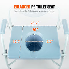 Commode Chair, Bedside Commode with Drop-Down Arms and Detachable Backrest, 5-Level Adjustable Height, 7L Removable Bucket, Easy to Assemble, 1000LBS Capacity, Portable Toilet for Adults Seniors