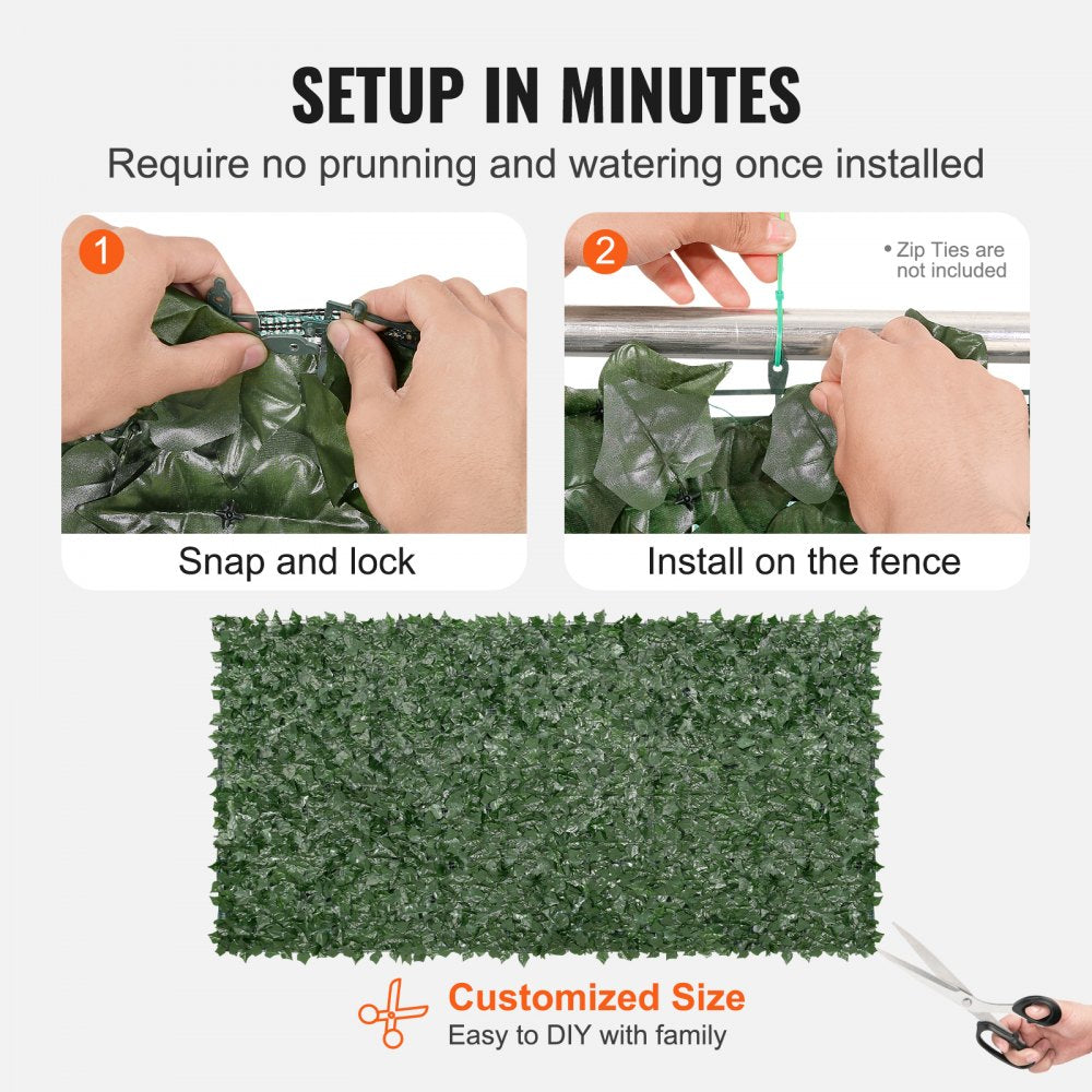 Privacy Ivy Fence, 59 x 118in Artificial Green Wall Screen, Greenery Ivy Fence with Mesh Cloth Backing and Strengthened Joint, Faux Hedges Vine Leaf Decoration for Outdoor Garden, Yard, Balcony