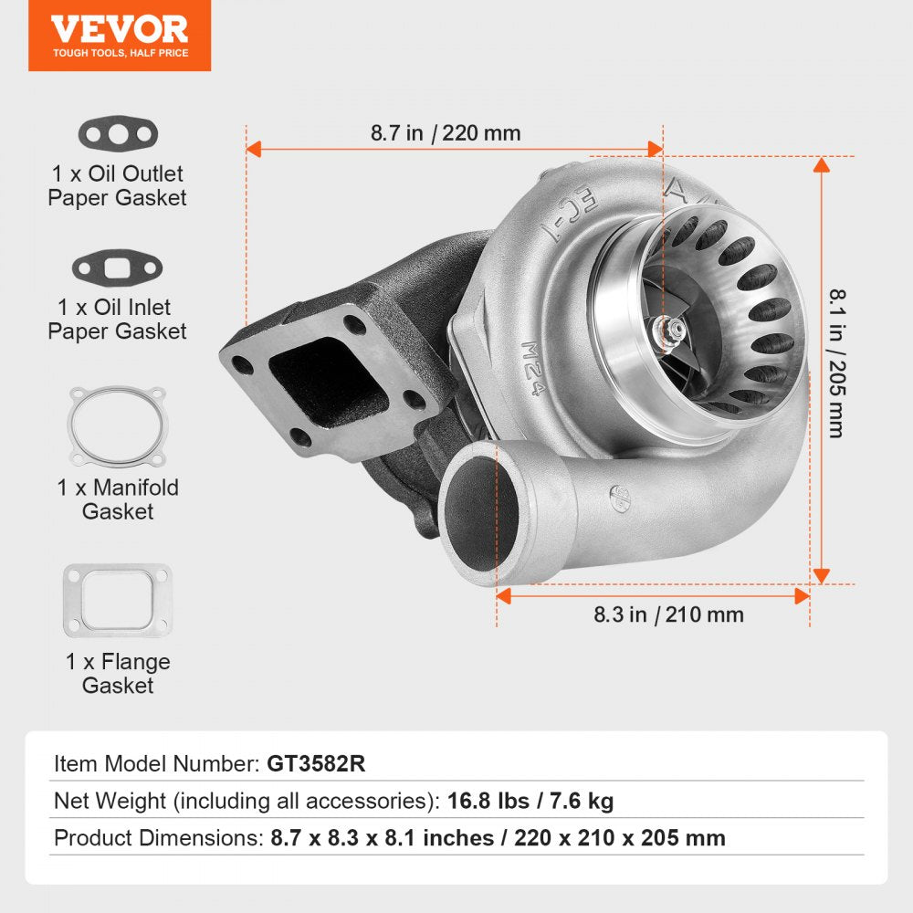 Turbo Turbocharger with Gasket Kit for 2.5L-6.0L Engine Displacements