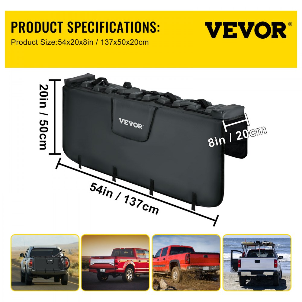 Tailgate Pad for Bikes, Tailgate Protection Cover Carries UP to 5 Mountain Bikes, 54" Bike Pickup Pad for Pickup Truck, Upgraded