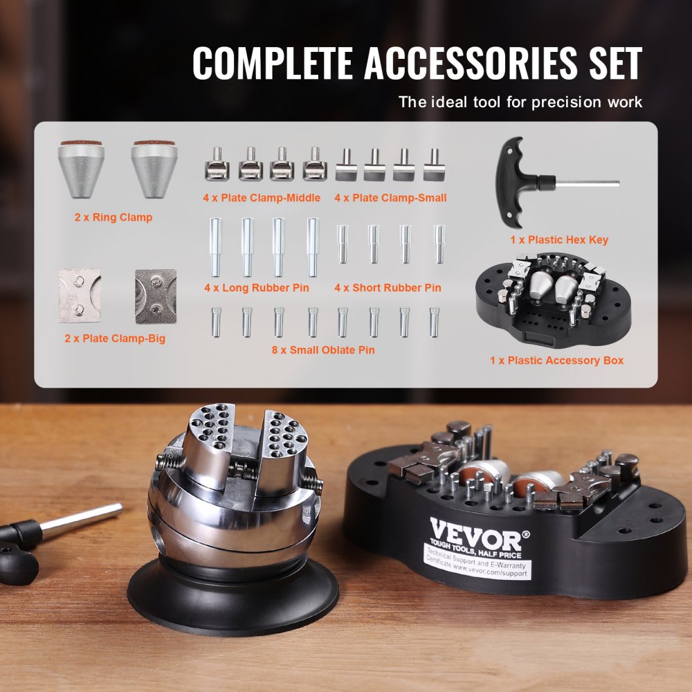Bostome 3" engraving ball vise with 360° rotation and adjustable jaw for jewelry setting.
