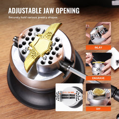 3-inch engraving ball vise with 360° rotation and adjustable jaws for jewelry setting tasks.
