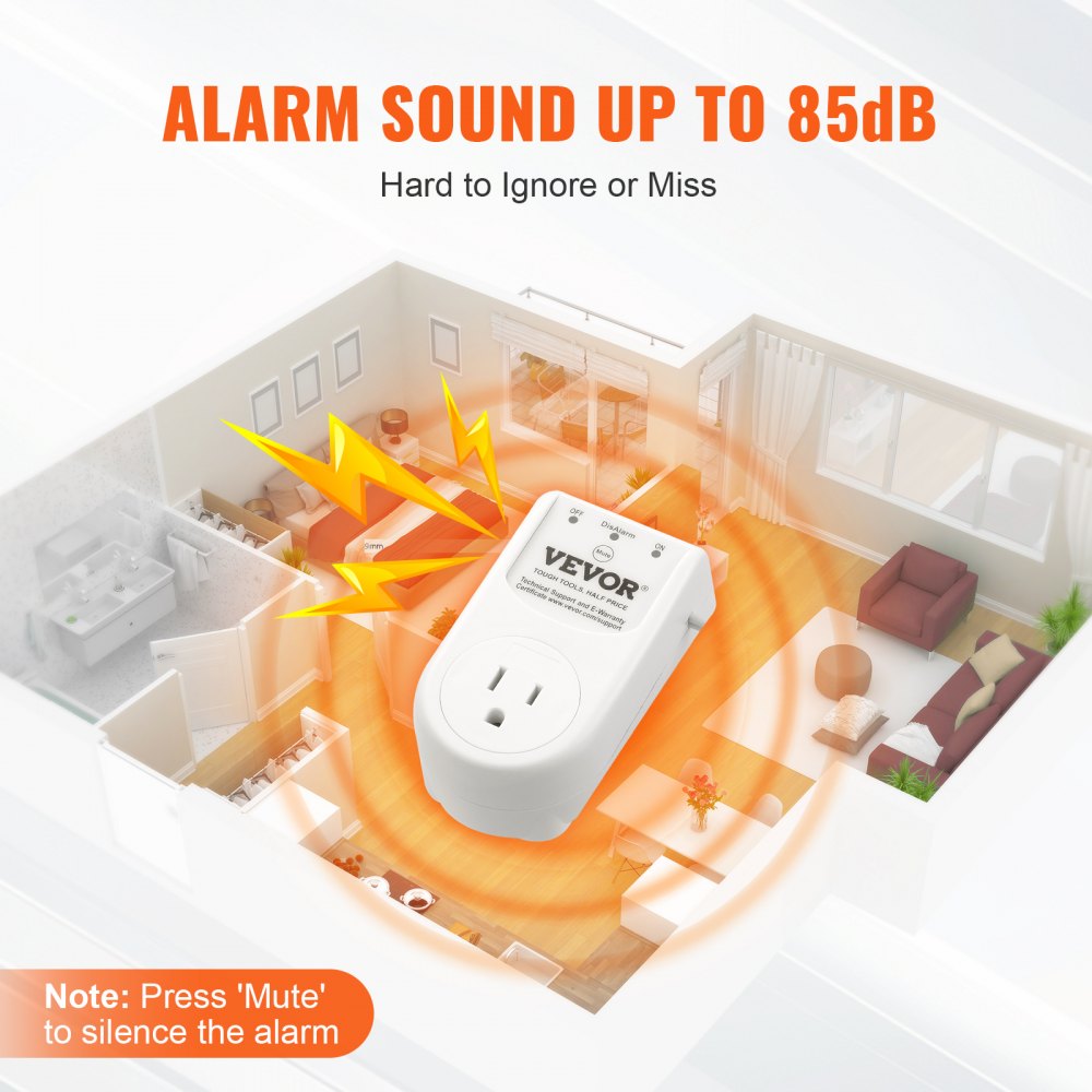 Sump Pump Alarm With Dual Sensors Loud Alarm Long Cable for Sewage Pits