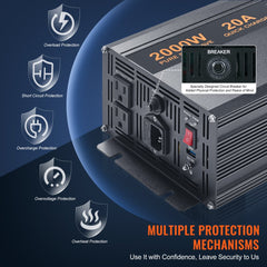 2000W Sump Pump Battery Backup System, LCD Display, Auto Switches to Battery Inverter Power for Continuous Sump Pump Operation, Sump Pump Battery Backup Inverter for Emergency and Power Outage