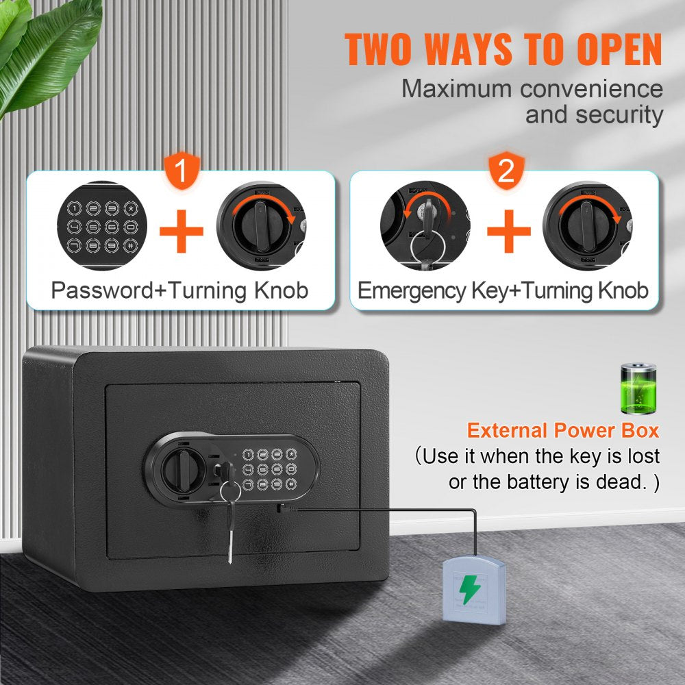 Safe 0.5 Cubic Feet Home Safe Steel for Cash Gold 13.8 x 9.8 x 9.8 inch