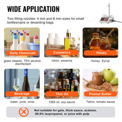 Liquid Filling Machine, 5-50 g Weighing Capacity, Automatic Bottle Filler Machine, Bottling Machine Peristaltic Pump Digital Control for Milk, Water, Wine, Beverage, Soy Sauce (Single Nozzle)