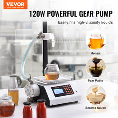 Liquid Filling Machine, 50-5000 g Weighing Capacity, Automatic Bottle Filler Machine Bottling Machine Gear Pump Digital Control for Honey, Oil, Wine, Detergent, Viscous Liquids (Single Nozzle)