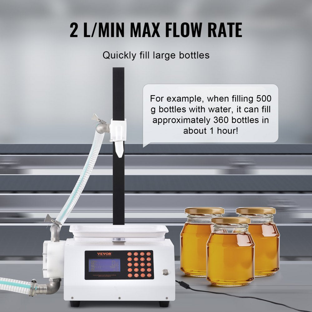 Liquid Filling Machine, 50-5000 g Weighing Capacity, Automatic Bottle Filler Machine Bottling Machine Gear Pump Digital Control for Honey, Oil, Wine, Detergent, Viscous Liquids (Single Nozzle)