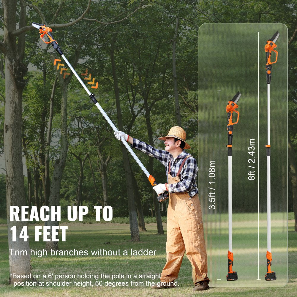 2-in-1 Cordless Pole Saw & Mini Chainsaw, 20V 4Ah Battery Pole Chainsaw, 5" Cutting Capacity 8 ft Reach Pole Saw for Branch Cutting & Tree Trimming (Battery and Blade Cover Included)