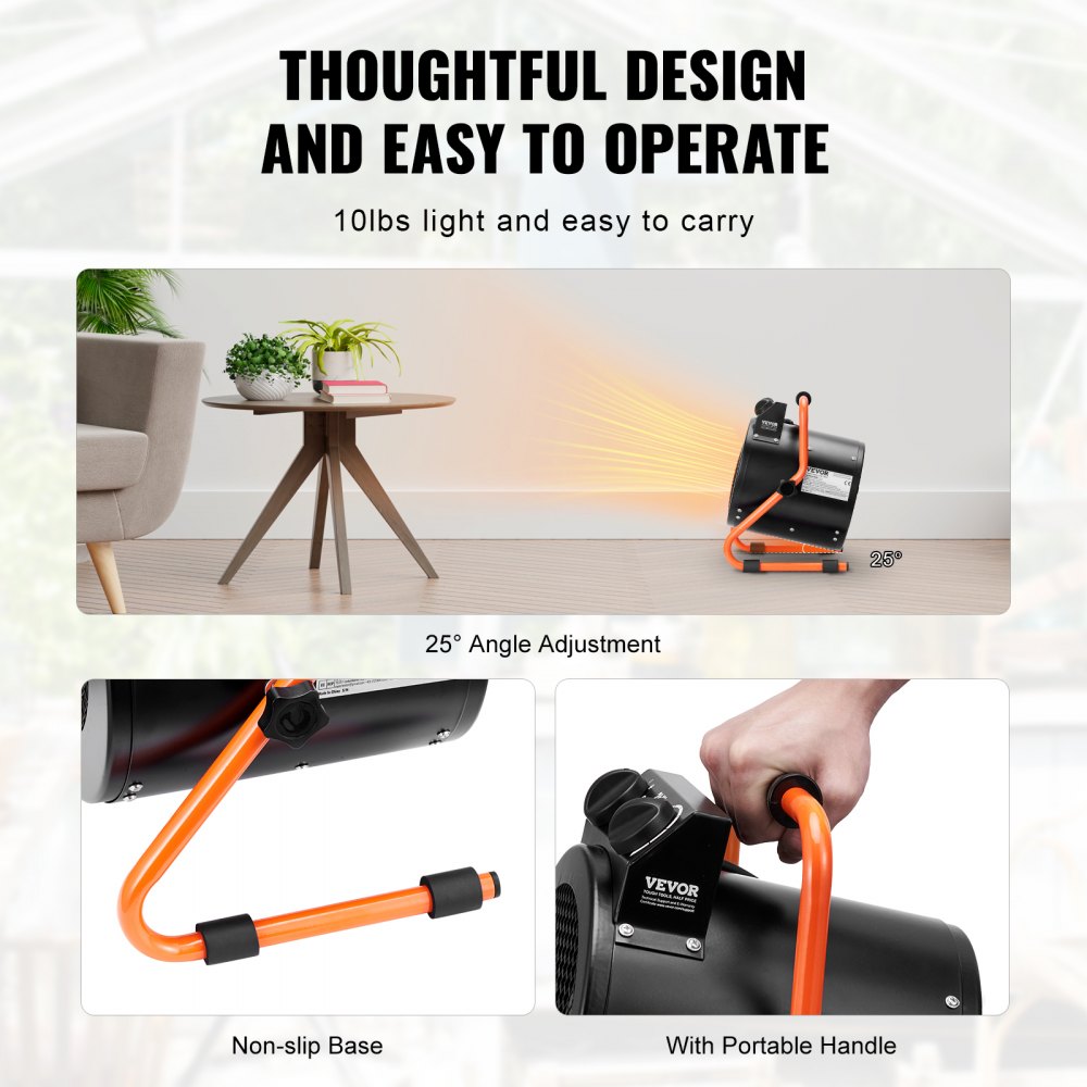 Bostome 1500W greenhouse heater with waterproof design and adjustable dual modes for climate control.