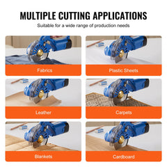 Cordless electric rotary fabric cutter with a 3.9" blade and adjustable speed settings.